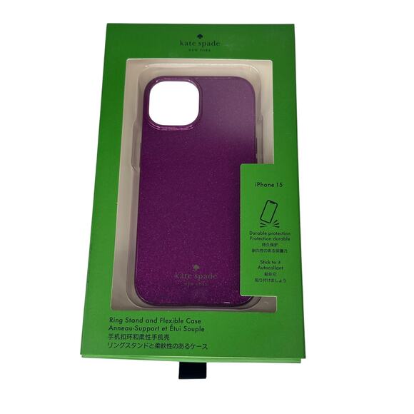 Kate Spade Dark Raspberry Glitter iPhone 15 Case